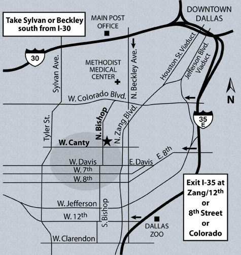 Street Map to Bishop Arts Massage